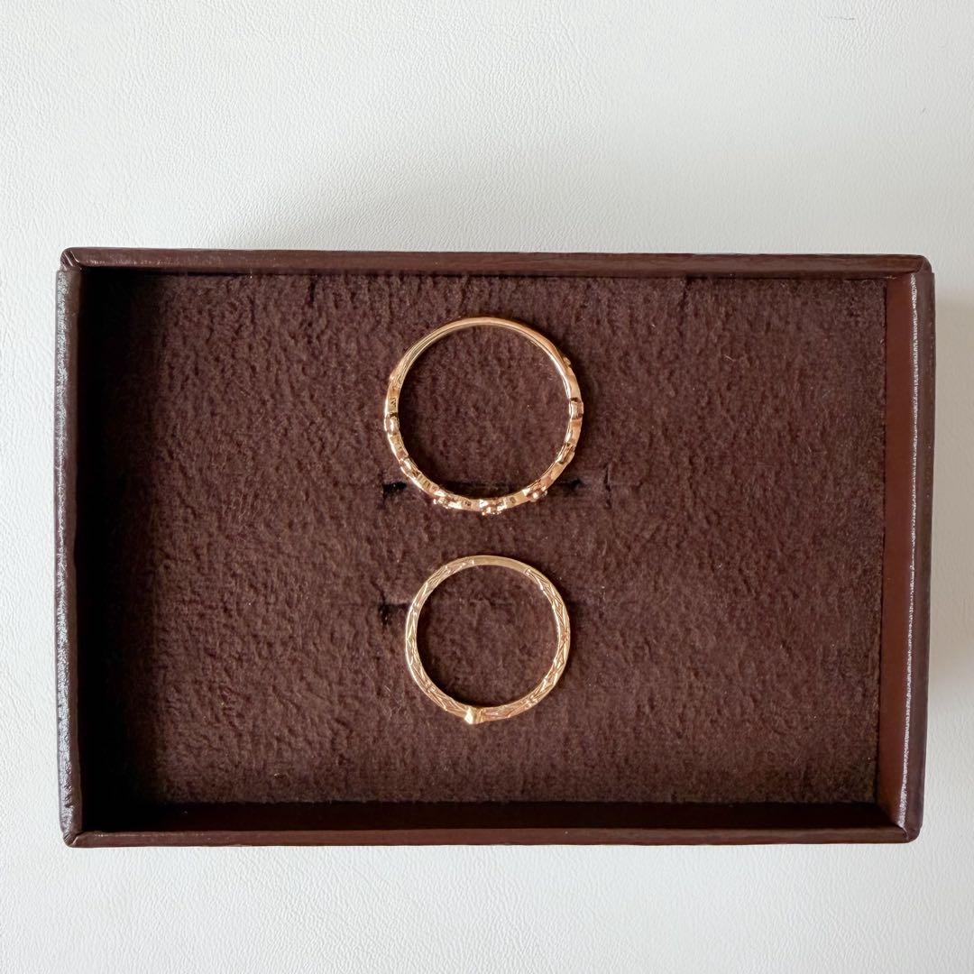 【agete2点セット】k10 リング＋ピンキーリング　11号　3号