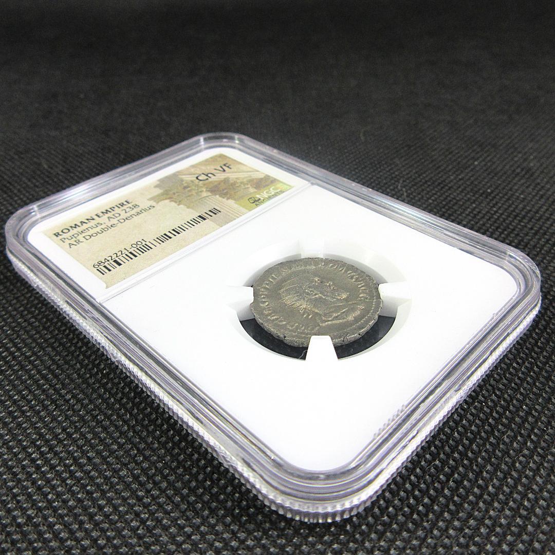 古代ローマ プピエヌス ダブルデナリウス 銀貨 NGC アンティーク 