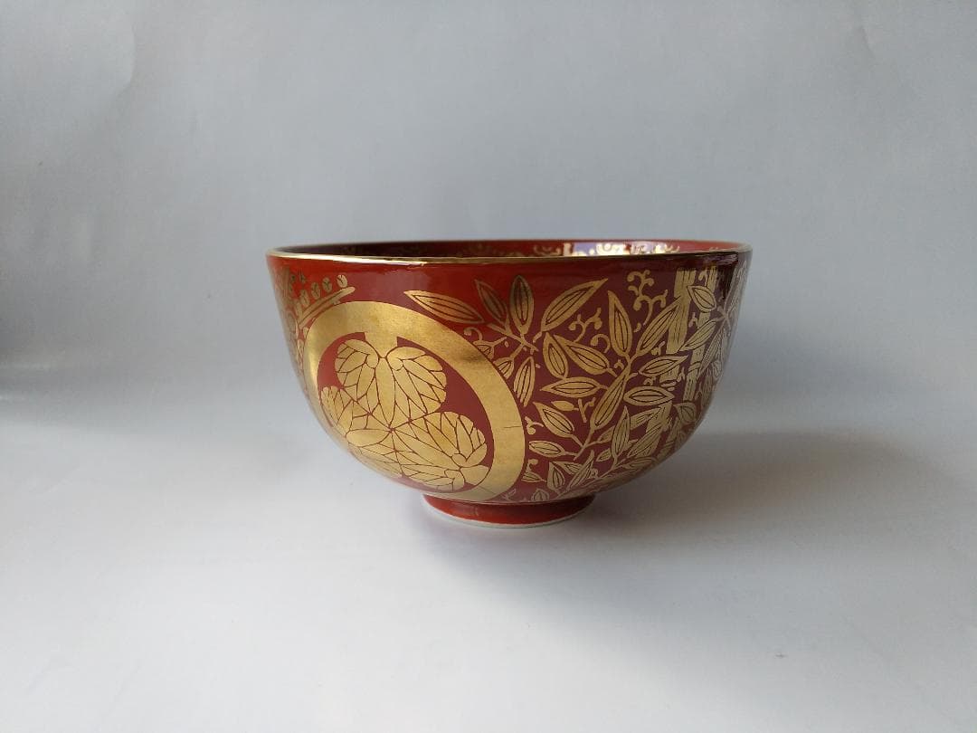 京焼 平安 勝見永泉 作 金襴手葵龍紋 茶碗 共箱 共布 茶道具 抹茶碗 新品