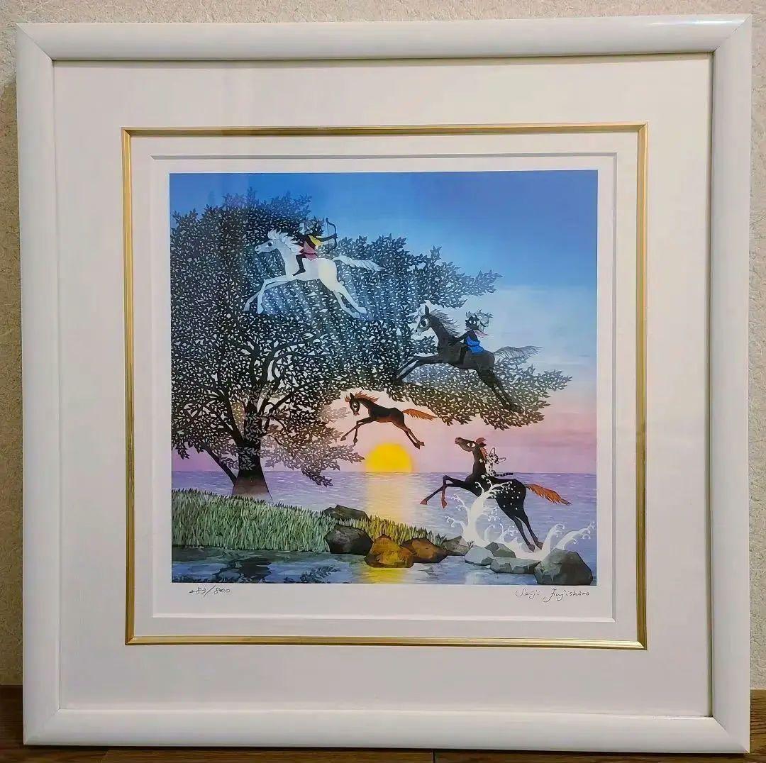 藤城清治 馬がとぶ 直筆サイン 額 保証書付き 283/800 - メルカリ