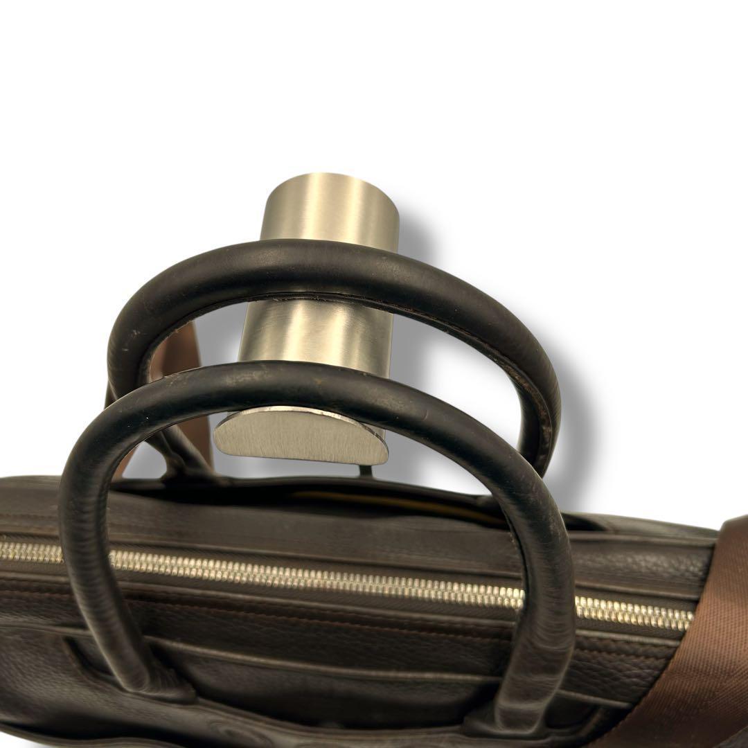 美品 dunhill 2way ビジネスバッグ シボ革 ダークブラウン