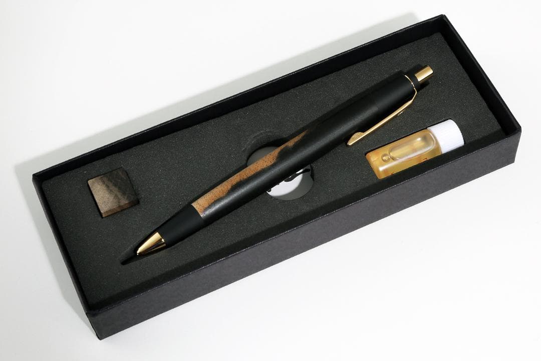 野原工芸【新型】黒柿のシャープペンシル ゴールド 木軸シャーペン