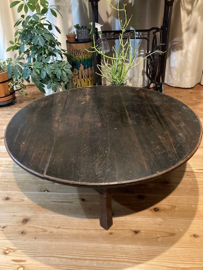 昭和レトロ　古い木製丸ローテーブル　折畳丸ちゃぶ台17直径900 昭和レトロ 古い木製丸ローテーブル 折畳丸ちゃぶ台⑨直径900 昭和レトロ