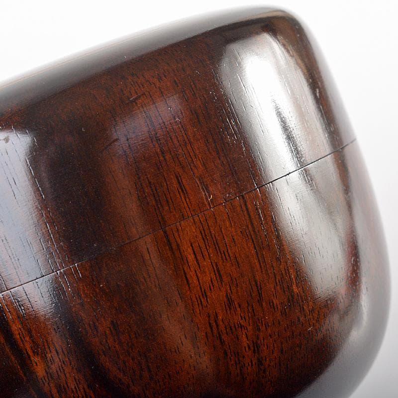 ルビーモレ夫福田芳朗作縞黒檀南天煤竹象嵌　寿輪　大平棗　共箱　UR5222