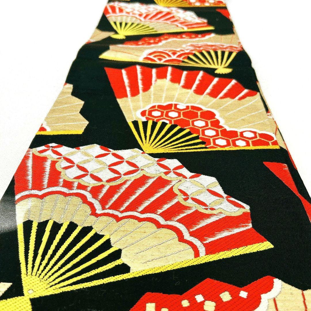 セット　七五三 ７歳女の子 長着＆袖なし長襦袢＆帯＆小物　黒×赤　金糸花御所車鶴