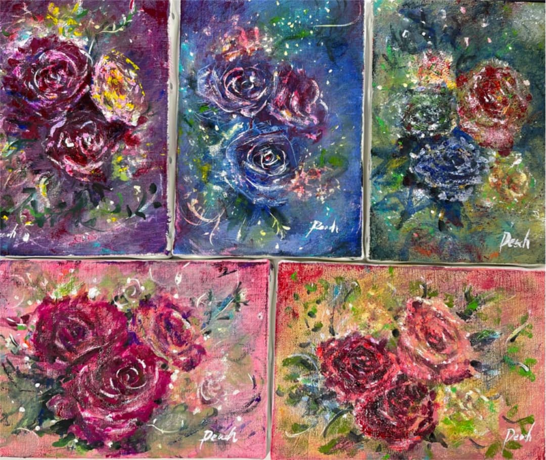 ○友薔薇　油彩&アクリル原画