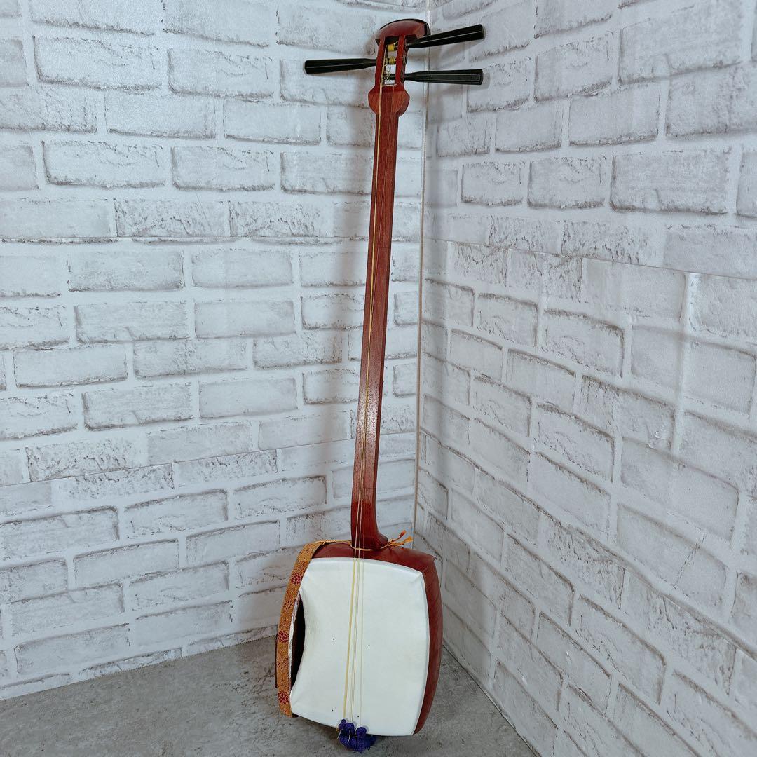 紫檀 子持ち綾杉 三味線 花梨 丸打胴 二本セット スタンド付 和楽器