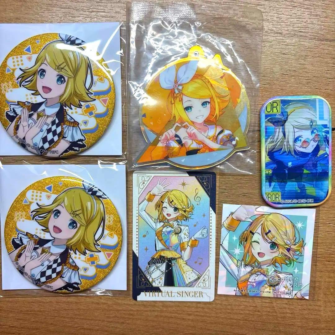 プロセカ 鏡音リン はぴこれ スクエア缶バッジ アクリルキーホルダー