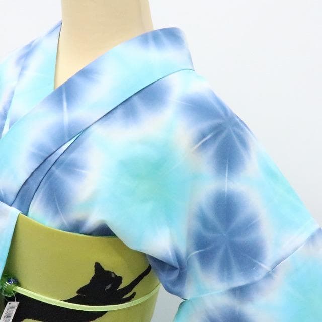 Y3365◆新品 板締め絞り 綿 仕付け糸付 浴衣 洗える夏着物