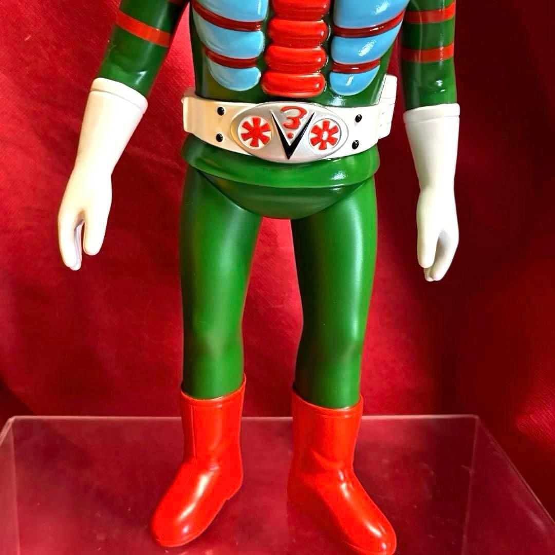 27cm！【昭和レトロ】■ 面取れ 仮面ライダーV3 ソフビ 極美品