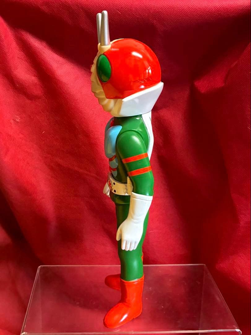 27cm！【昭和レトロ】■ 面取れ 仮面ライダーV3 ソフビ 極美品