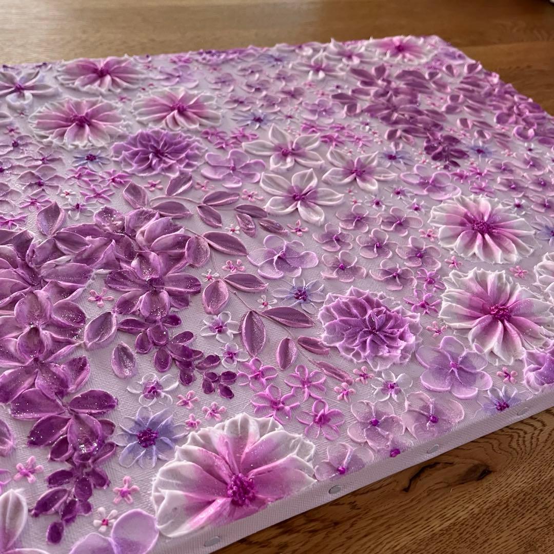 紫アート 紫フラワー 藤 テクスチャーアート フラワーアート