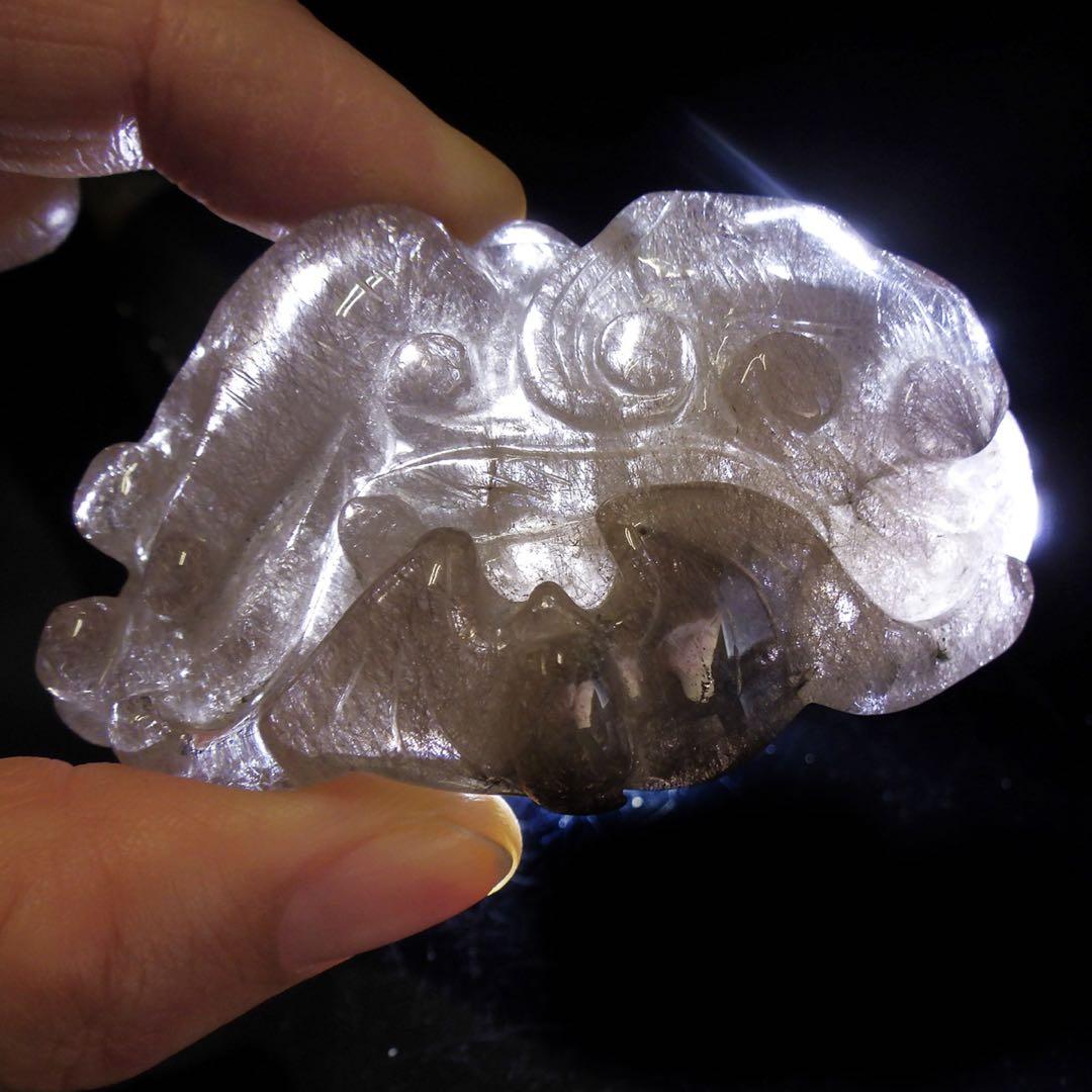 天然石ルチルクォーツ 根付 珍品 置物