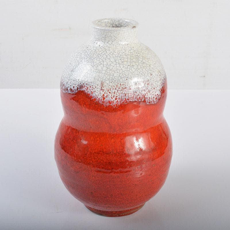 中国　宣窯　紅釉　瓢形　壷　時代箱付　V　R4246