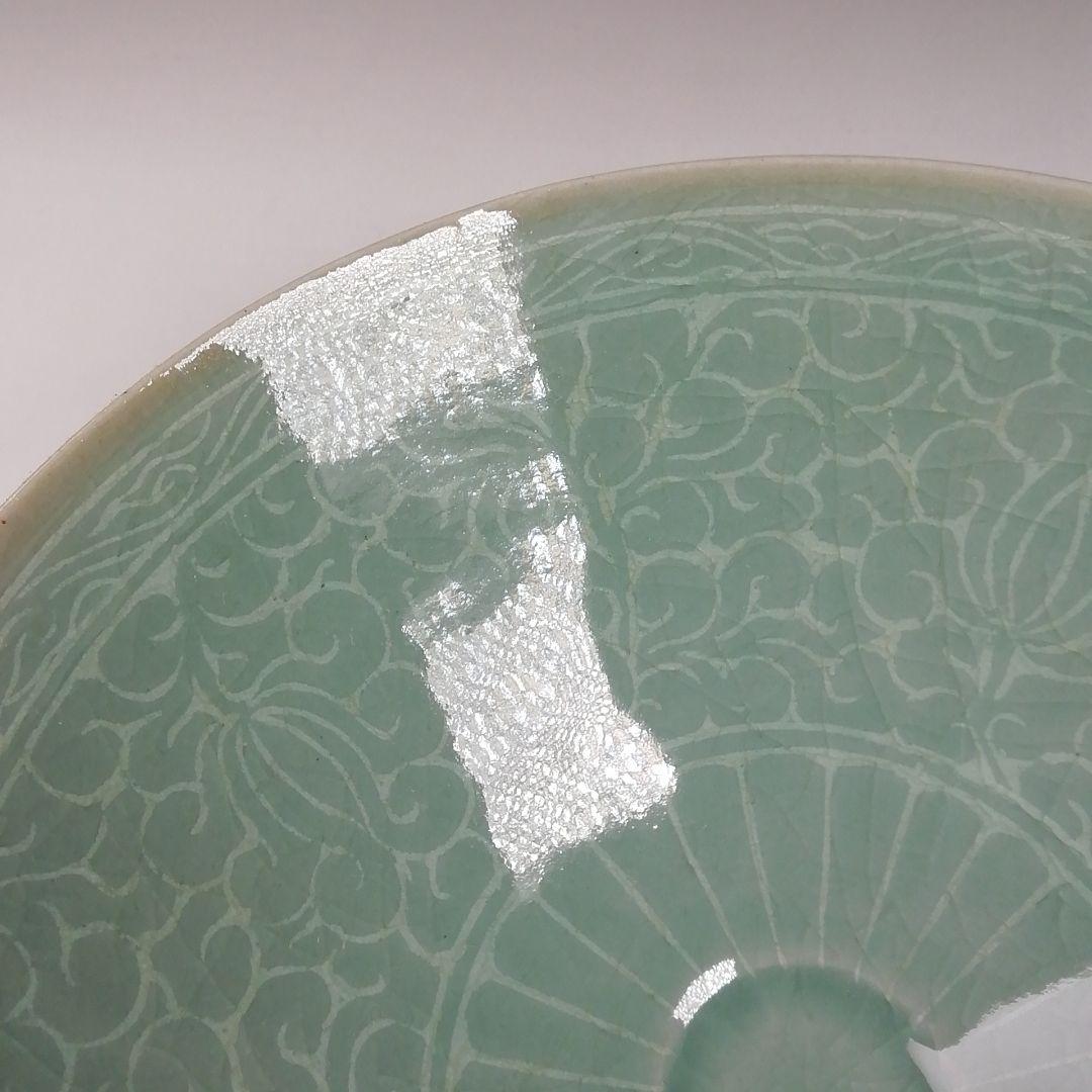 T977 茶碗 『高麗青磁茶碗』『青珍 梁命煥 作』 共箱 抹茶碗 茶道具