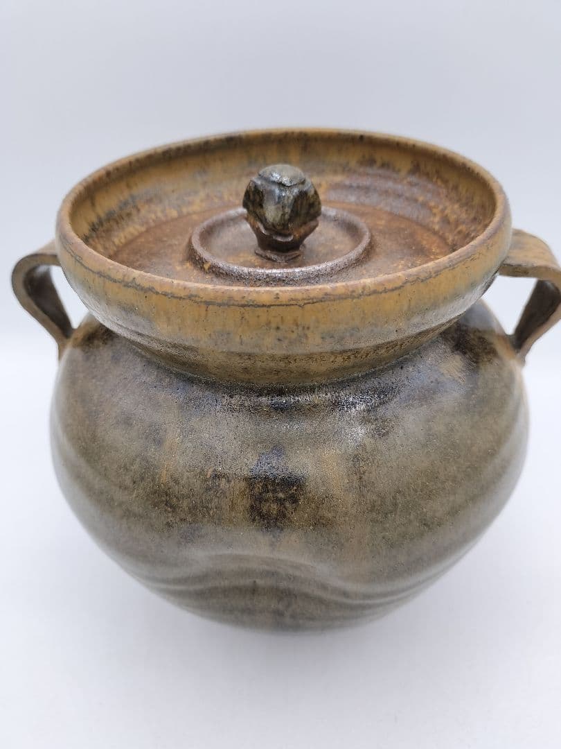 c528 水指 志戸呂 笹耳 広前心斉 替蓋付 遠州七窯