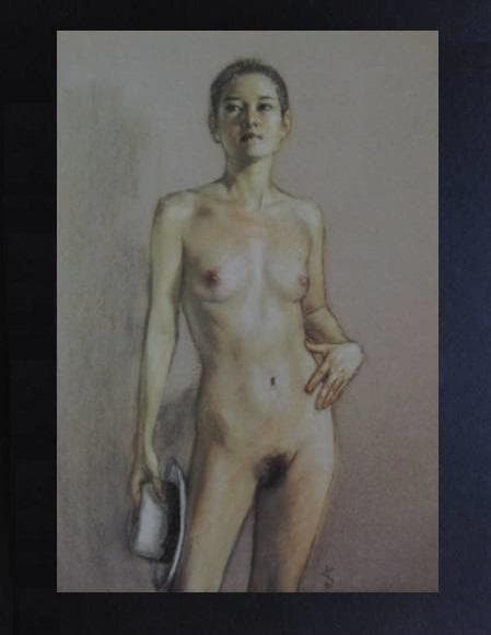 高塚省吾、【帽子】、希少な額装用画集画、新品高級額 額装付、状態良好、送料無料