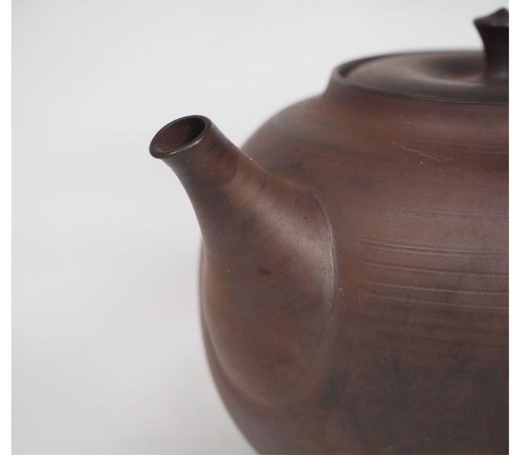 送料無料 常滑名工 水野陽景作 窯変朱泥急須 薄胎重