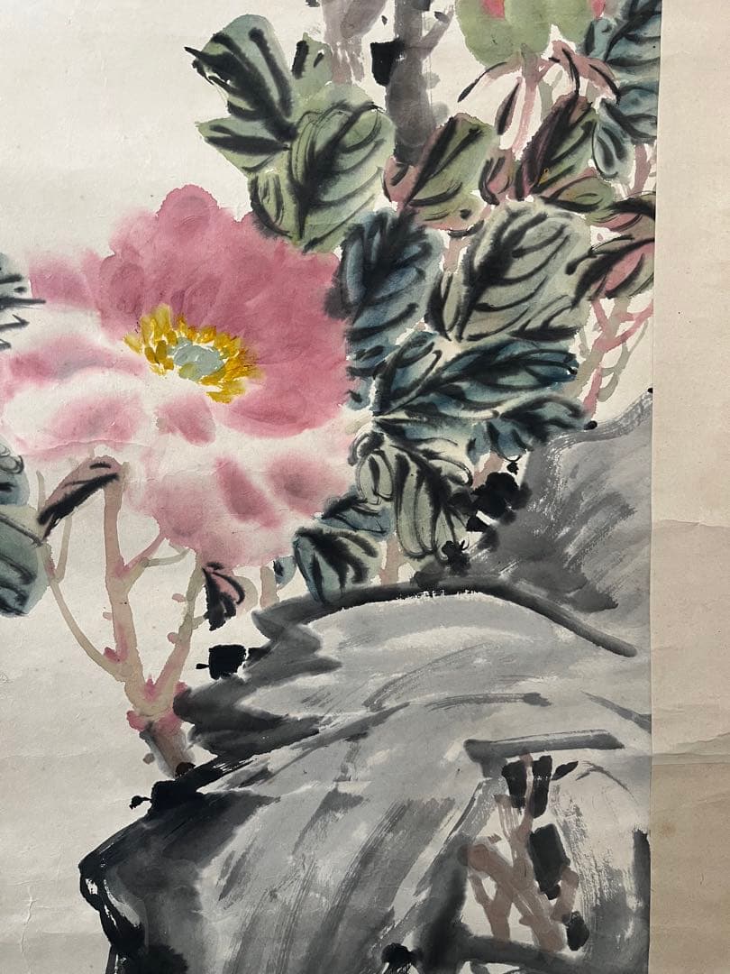 呉俊卿 花鳥画 紙本134×32.5㎝ 呉昌碩とも言い清朝末期