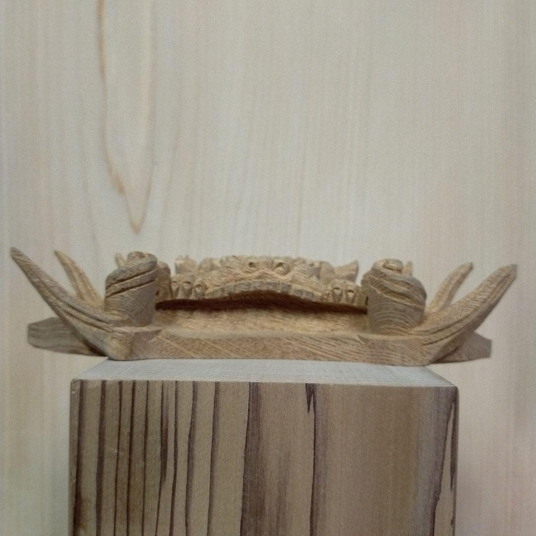 獅噛み彫刻 欅装飾品