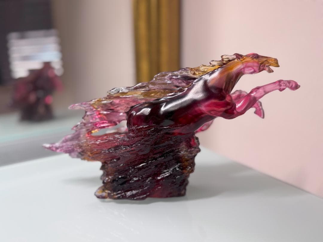 琉璃工房 LIULI 馬 赤 置き物 ガラス