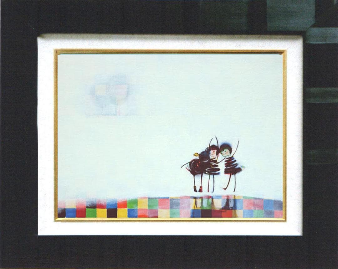 油絵 菅家令子 絵 絵画インテリア額付(銀) F4-081914 女の子 影遊び