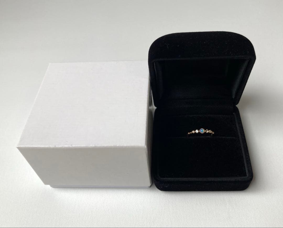 ノジェス　2Pダイヤモンド　オパール　ジルコニア　ゴールド　ベビーリング　k10