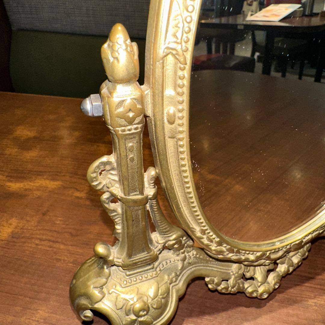 France Vintage スタンドミラー 真鍮 30cm アンティーク鏡