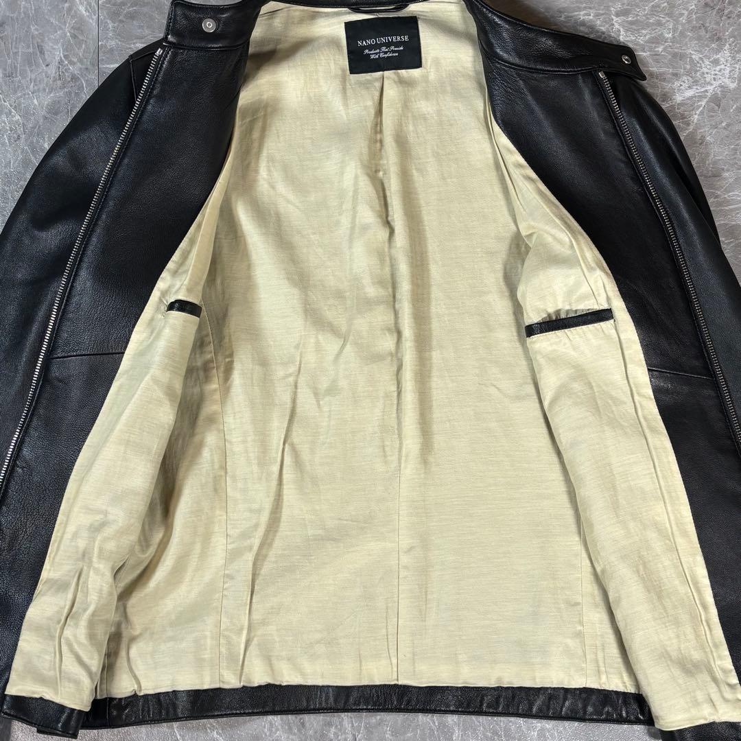 ✨美品✨ナノユニバース シングルライダースジャケット【L】羊革