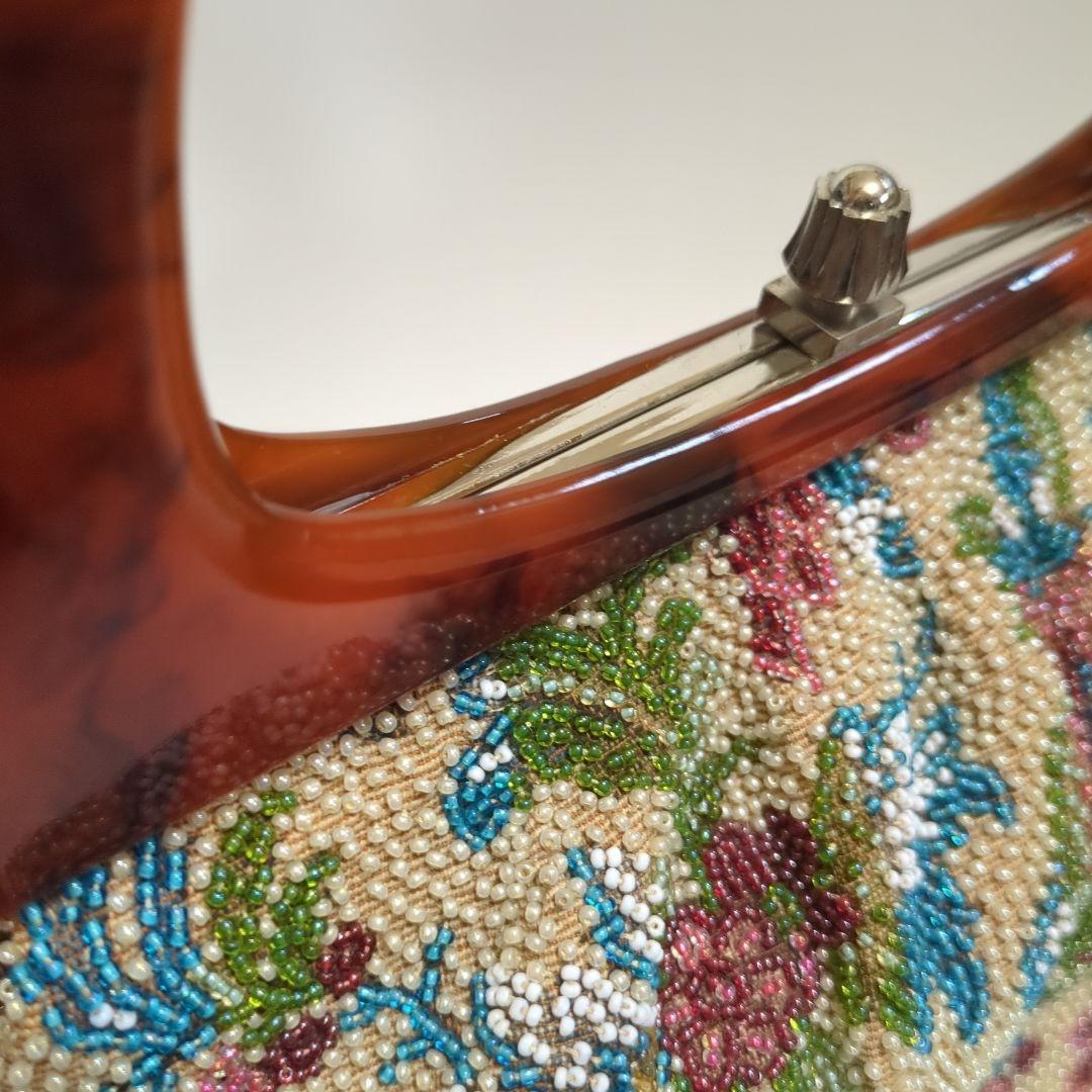 花柄刺繍ビーズバッグ　はしもと