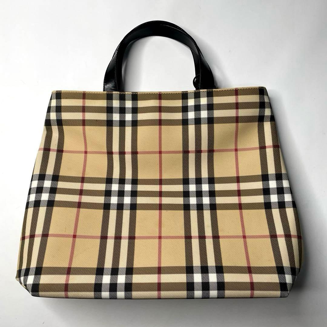 BURBERRY】チェック柄ブラウンレザー ハンドバッグ