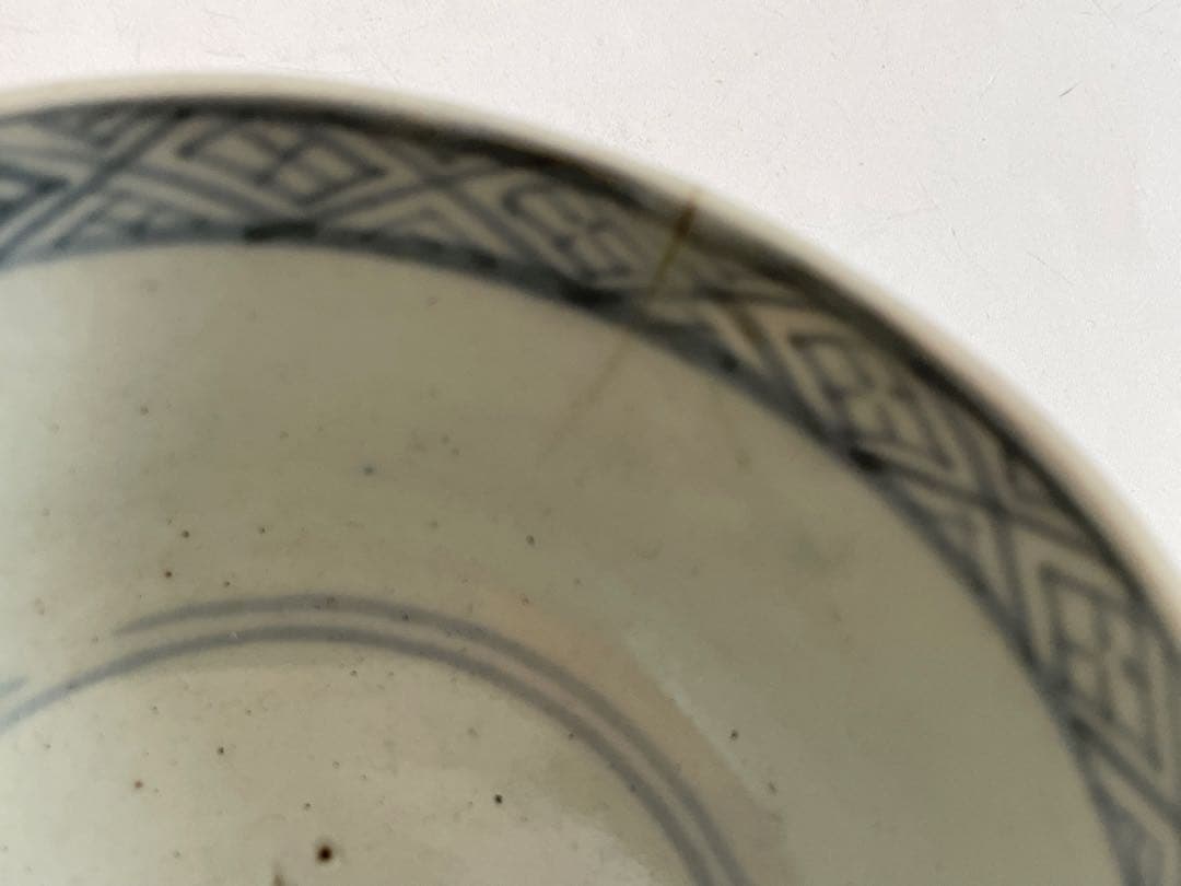 骨董　アンティーク　古伊万里　染付　蜂文様　蓋茶碗　蓋碗