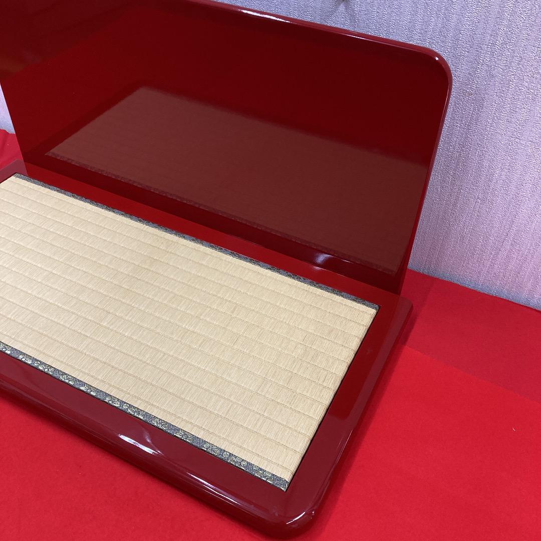 KM12 可愛い飾り台　朱塗り　巾70㎝位　ひな人形　親王飾り台　木目込み飾り台