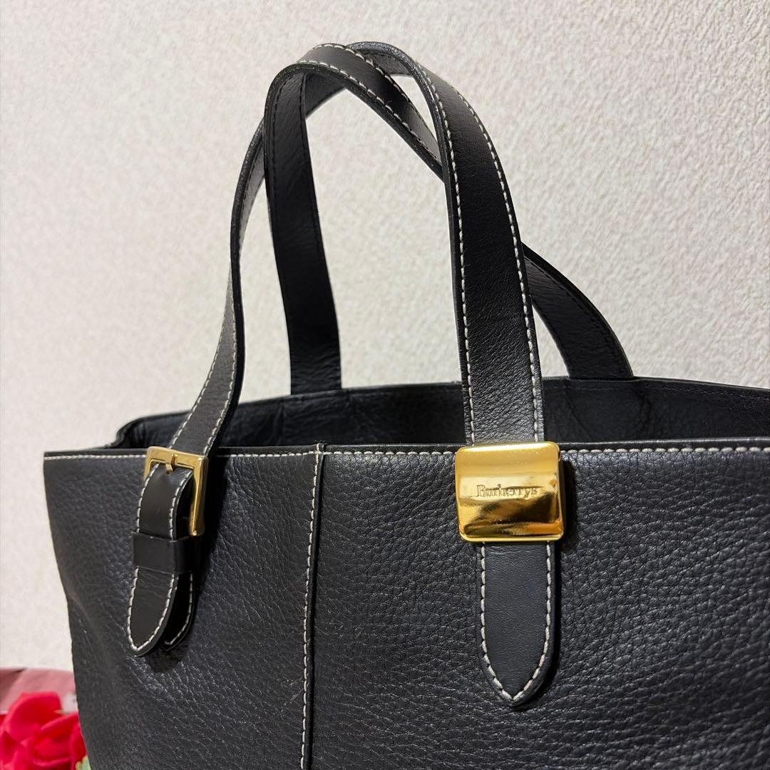 美品　BURBERRY バーバリー　ノバチェック柄　シボ革　トート　ハンドバッグ