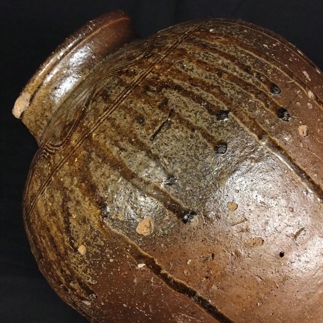 出来最高 備前 古備前 櫛目直線波状文 桂又三郎鑑定書 玉垂れ壷 窯