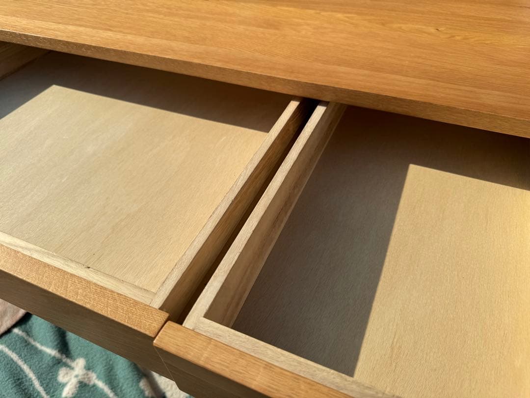 送料込み 無印良品 無垢材 デスク 引出付 オーク材 天然木 110