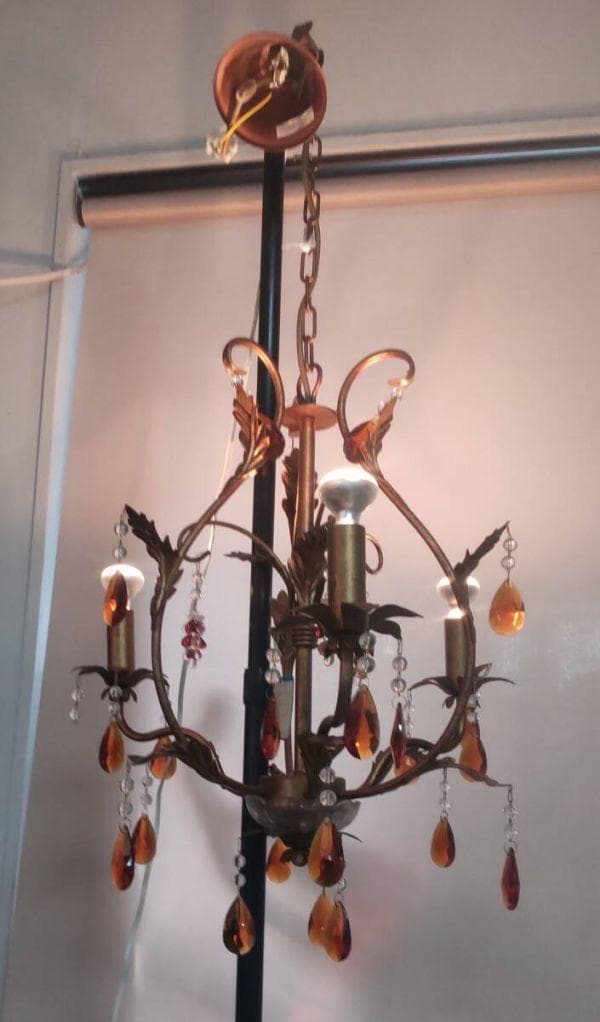 展示品 3灯シャンデリア クリスタル装飾 イタリア CRYSTAL LUCE製