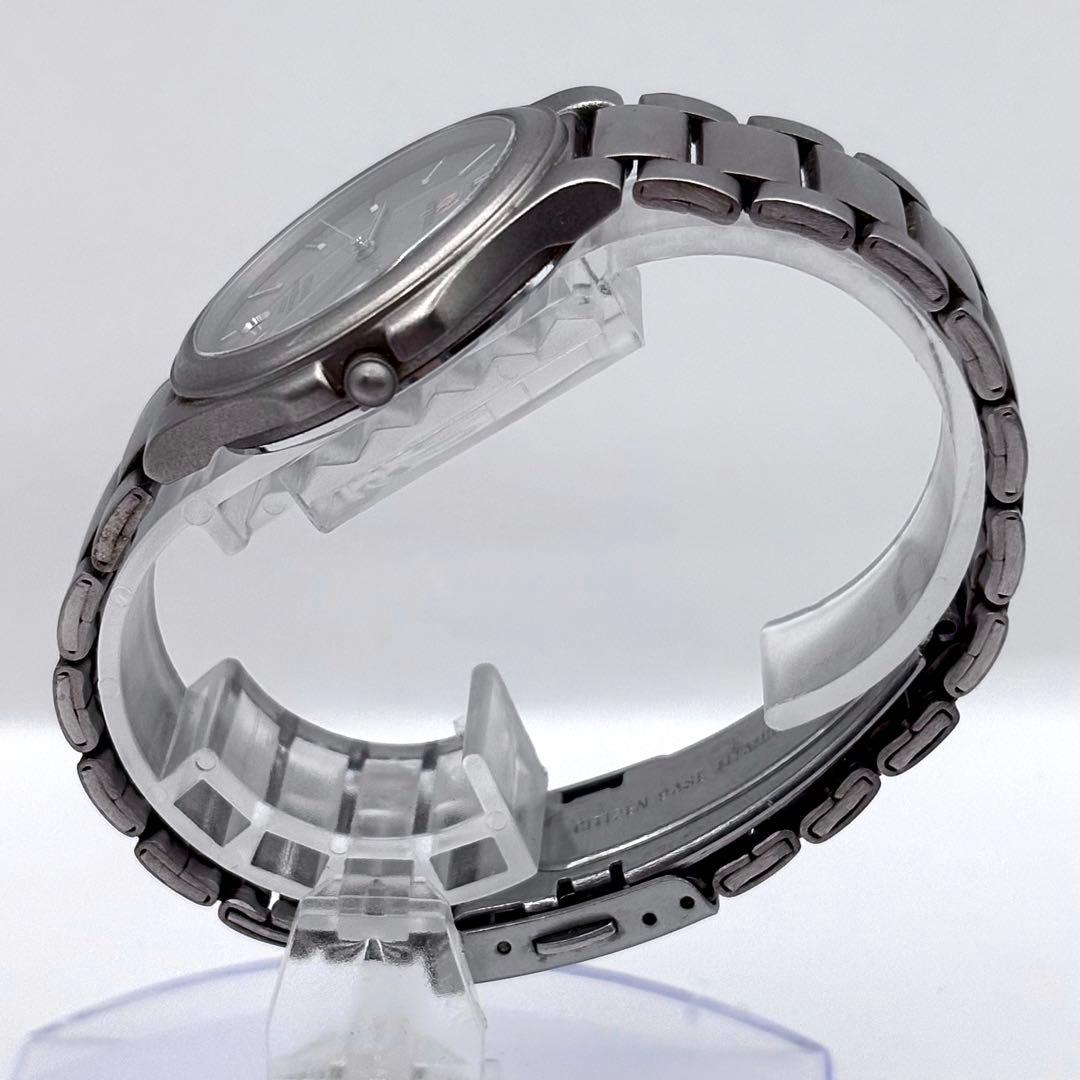 稼働品 新品電池 シチズン アテッサ デイト グレー チタン メンズ クォーツ