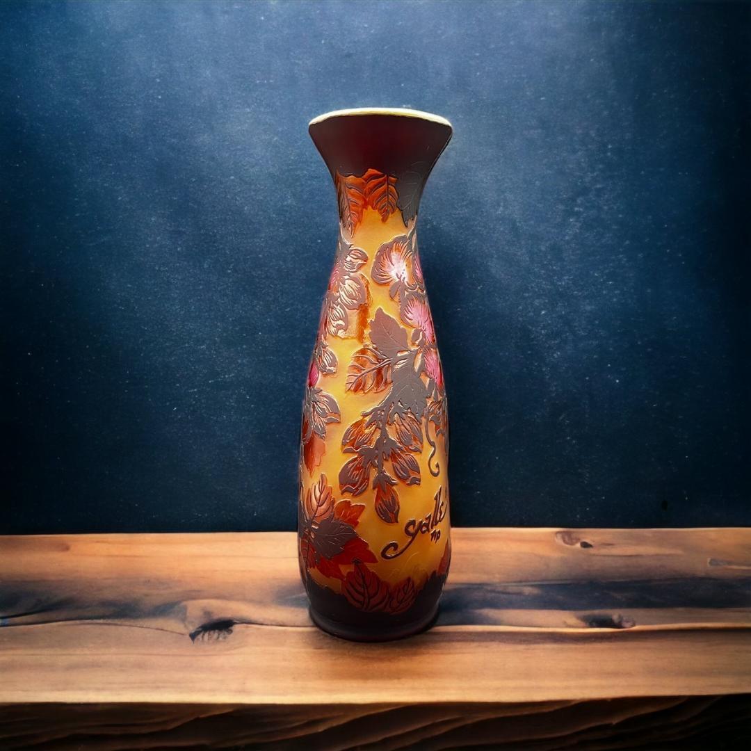 ◇証明書付◇EmileGalleエミールガレ 花瓶 カメオ彫 フワラーベース