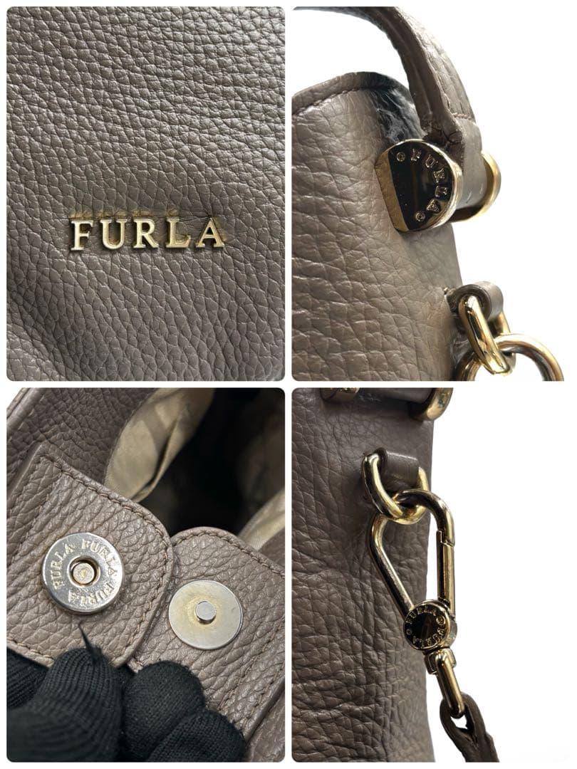 【良品】フルラ　カプリッチョ　2way ショルダーバッグ　ハンド　グレー斜め掛け