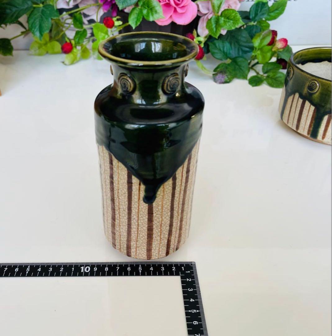 加藤六兵衛作☆皆具 織部 水指 蓋置 建水 柄杓立