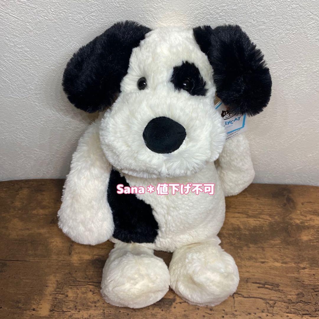 新品タグ付き　ジェリーキャット　パピー　犬　dog ぬいぐるみ　白 黒　ぶち　M