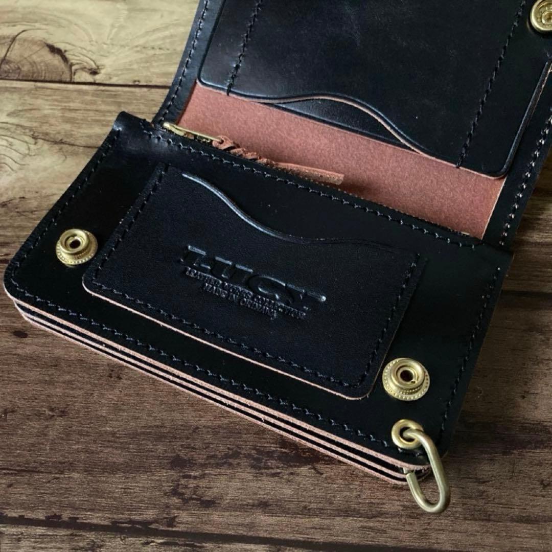 【としぽん】ミドルトラッカーウォレット 茶芯ブラック【お札を折らずに収納】