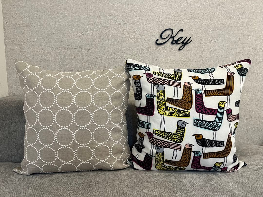 ミナペルホネン　ハンドメイドクッションカバー★タンバリン ベージュxホワイト