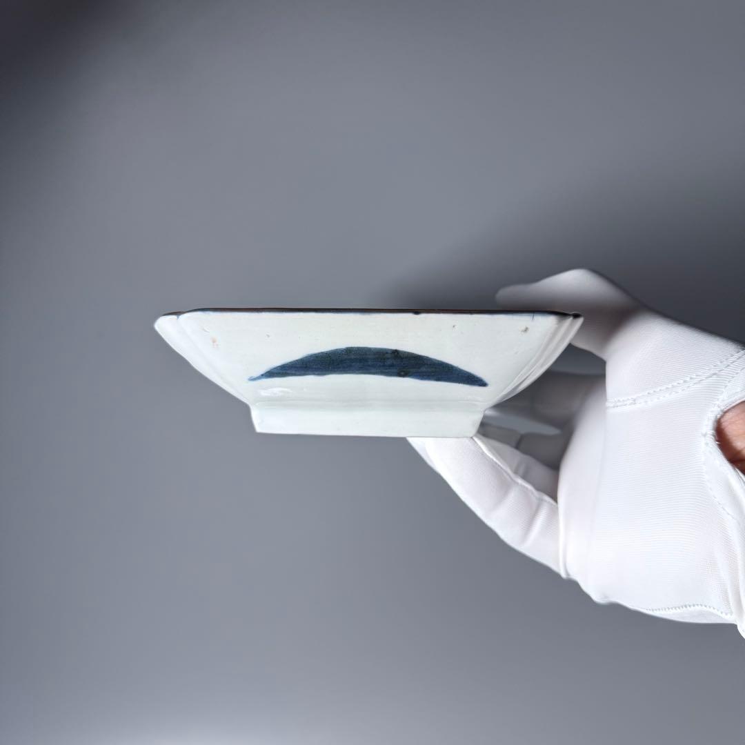 幕末明治期 染錦白鷺文様長皿 五客 古陶を楽しむ アンティーク