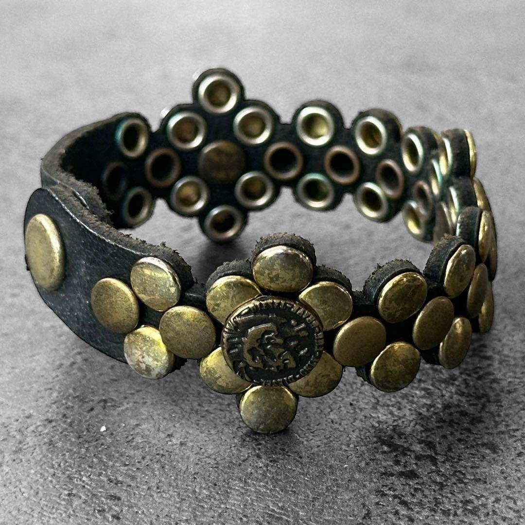 超希少✨DIESEL y2k 00s ブレイブマン スタッズ　レザーブレスレット