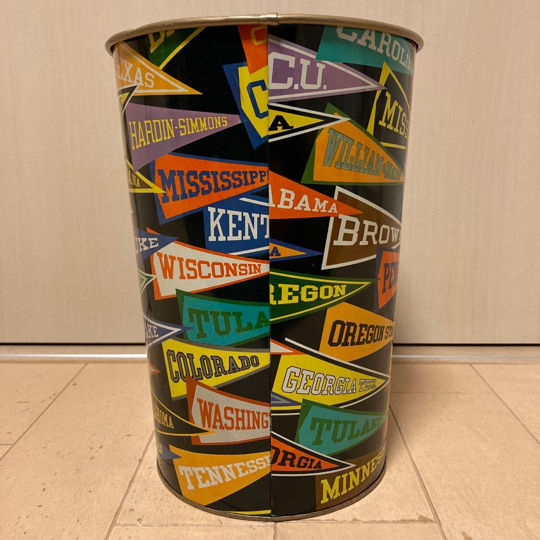ビンテージカレッジ缶ゴミ箱ペナントアンティーク缶