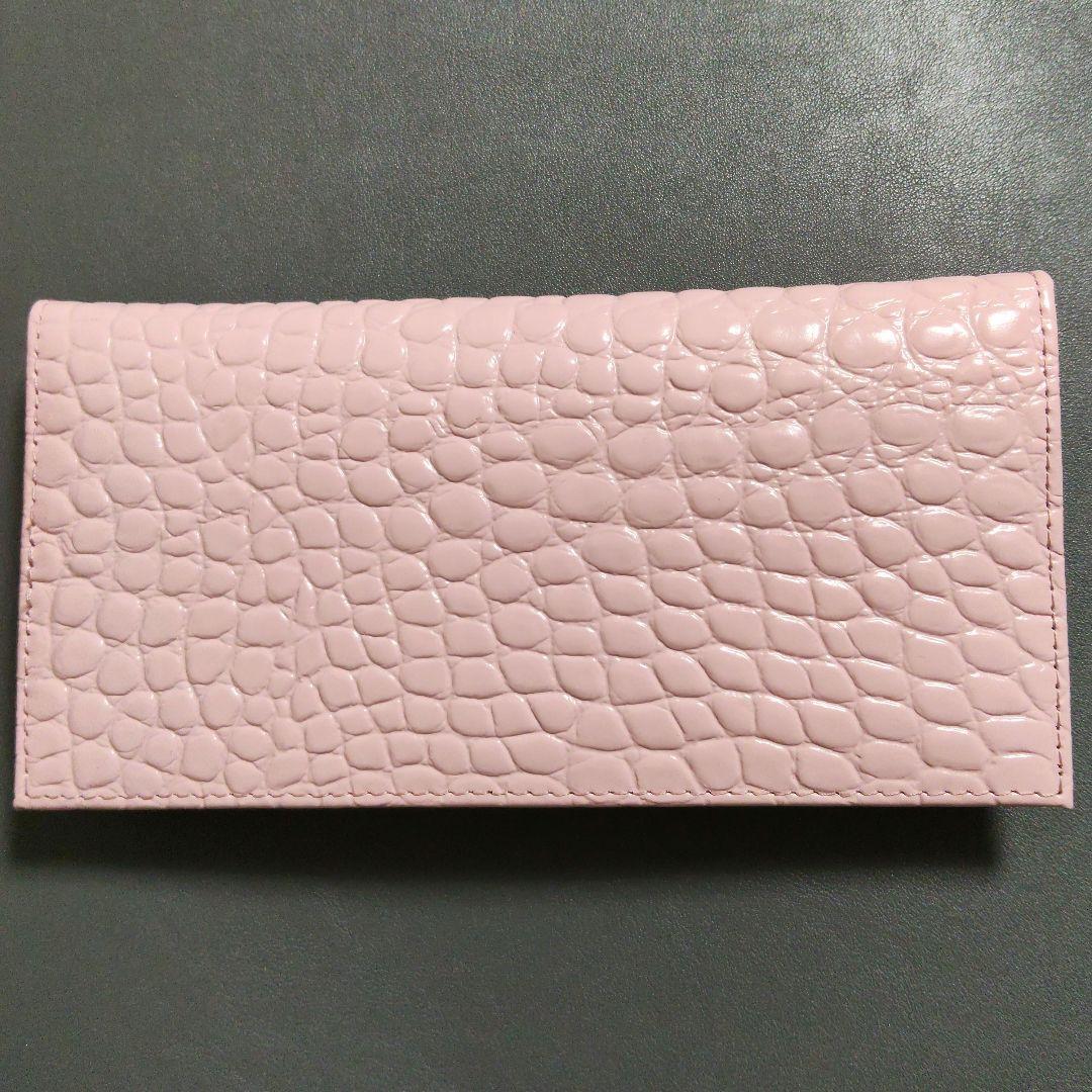 皇居 長財布 財布 本革 クロコ型押し マカロンピンク系カラー 新色