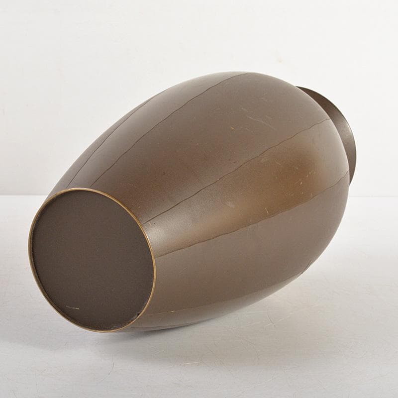 精金堂作　魚彫　宣徳銅花瓶　花入　共箱　V　5985C