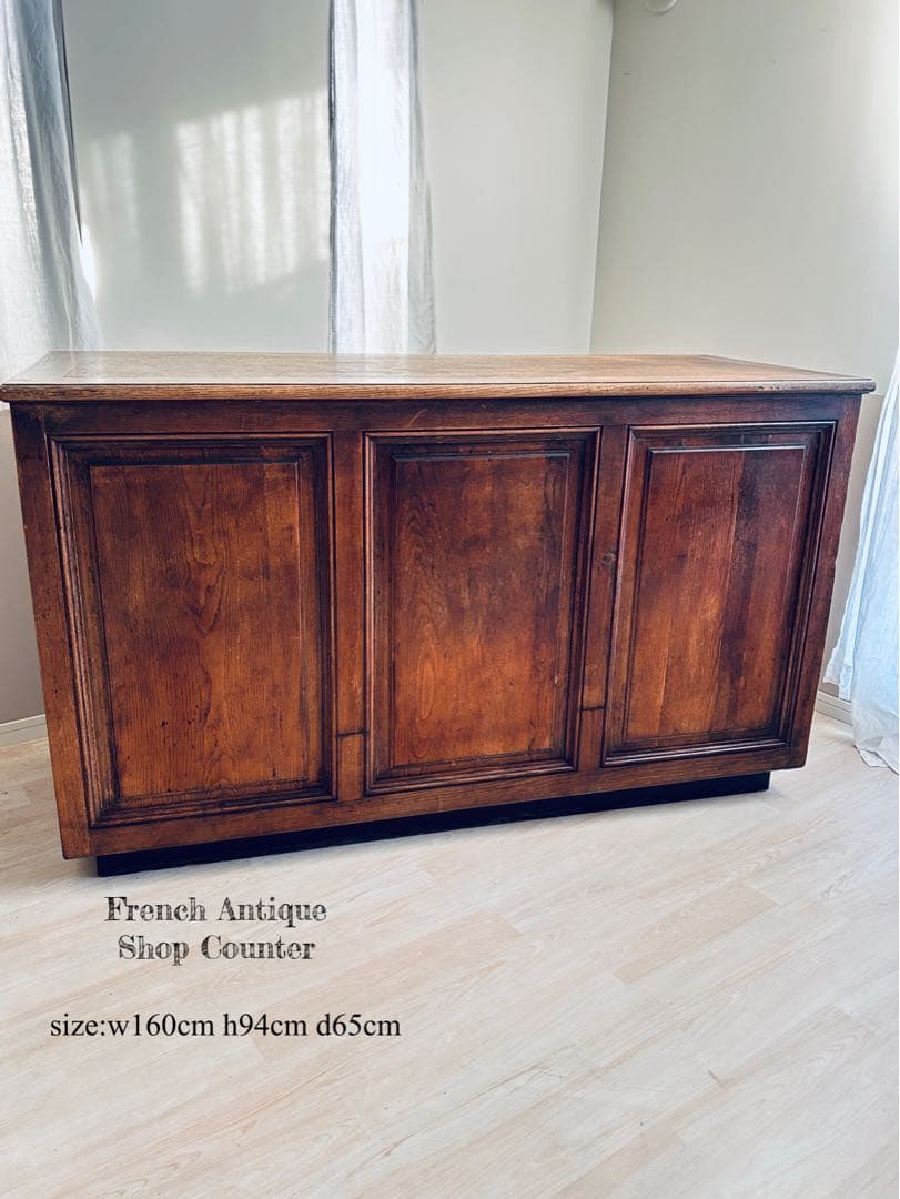 フランスアンティーク 家具 ショップカウンター アトリエ 作業台 フランスアンティーク木製ショップカウンター/レジ台/テーブル机(90